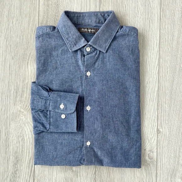 Emile Lafaurie Paris Slim Chambray Shirt - Picture 1 of 8